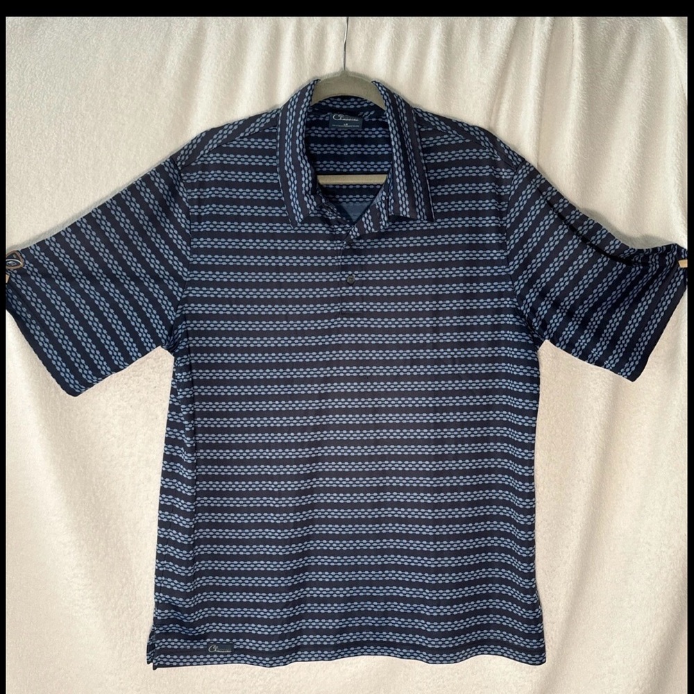 Cleveland golf men’s Classic Navy Striped Polo golf Shirt size Large